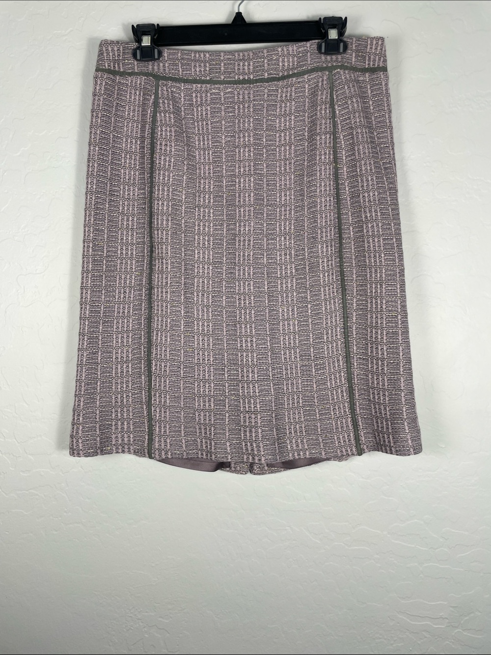 St. John Couture Purple & Gray Tweed Lined Pencil Skirt Size 8
